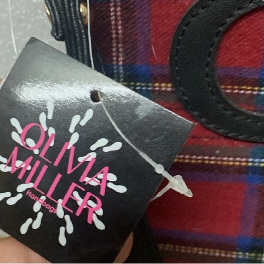 NWT Olivia Miller Red and Black Plaid Pouch - Picture 8 of 8